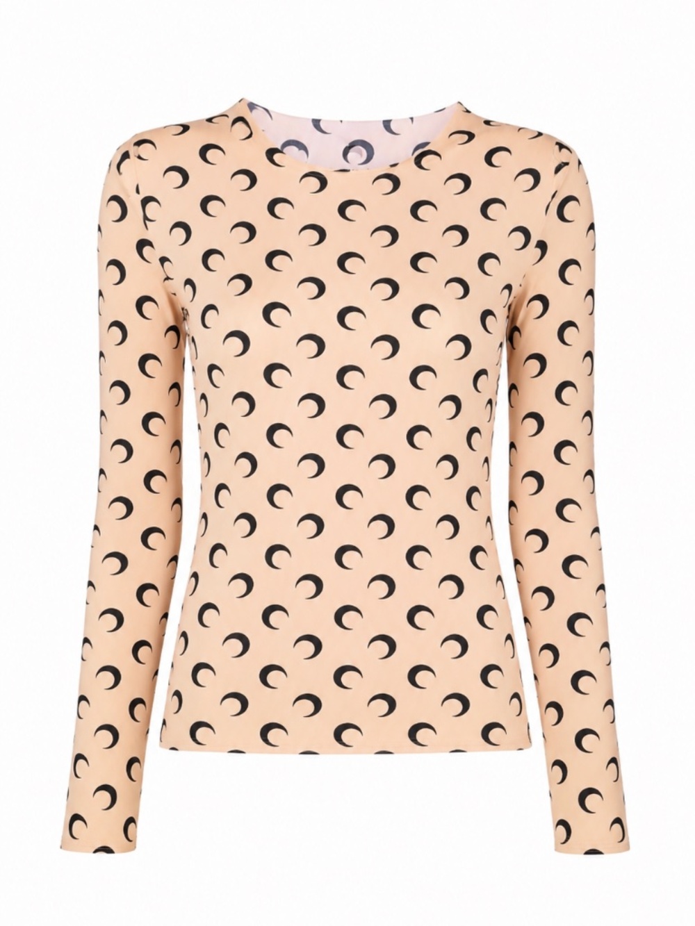 Marine Serre Moon Print Long Sleeve Top Beige Black